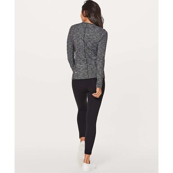 Lululemon Kitsilano Coco Pique Black White Fitted Long Sleeve 4 - Picture 2 of 6